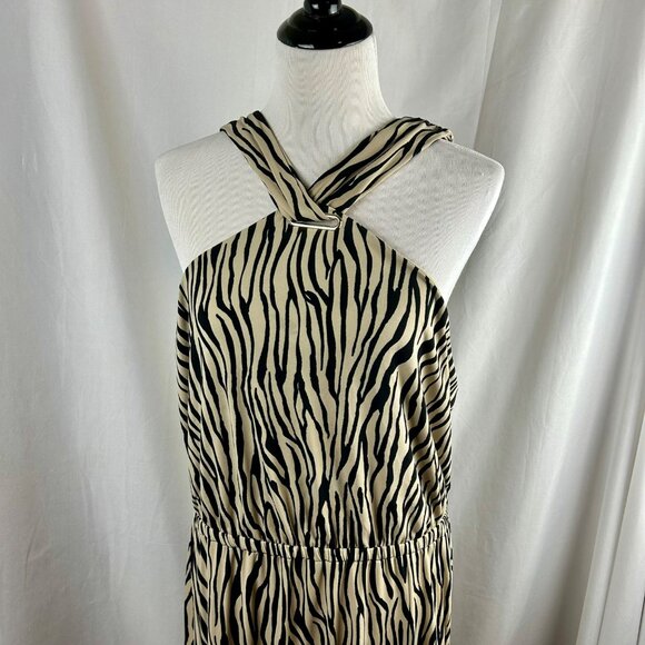 INC International Concepts Halter Zebra Maxi Dress Women Plus XXL Tan Black - Picture 3 of 11